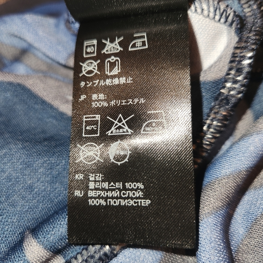 H&M Blue Floral Jumpsuit Size L Jersey Knit Sleeveless Low Back Keyhole Closure - Picture 14 of 16